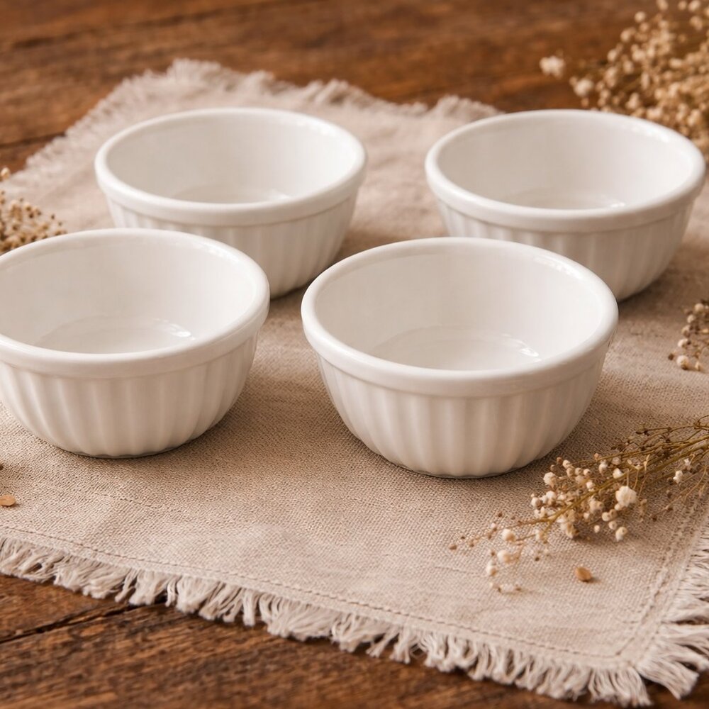 NIB Set of 4 Vintage Primagera  Souffle Dishes , Fruit Sauce Dipping Bowls